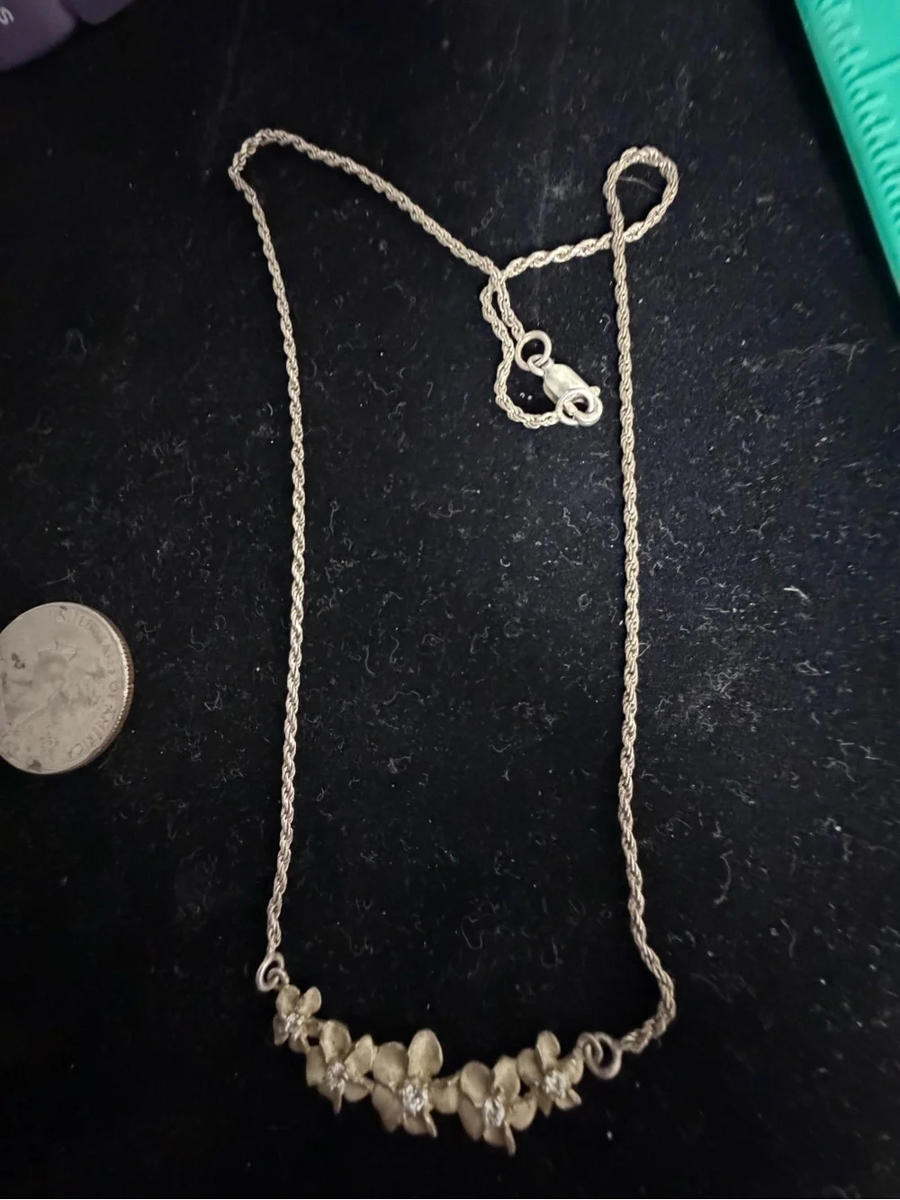 925 Sterling silver orchid flower bar necklace